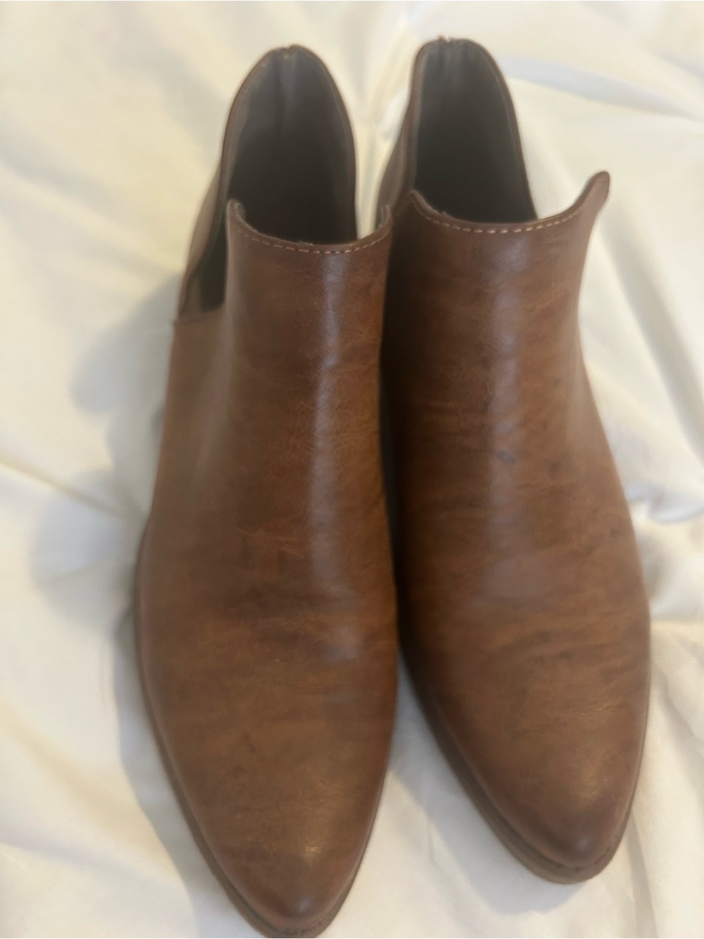 LBrown Leather Slip-On Ankle Shoes